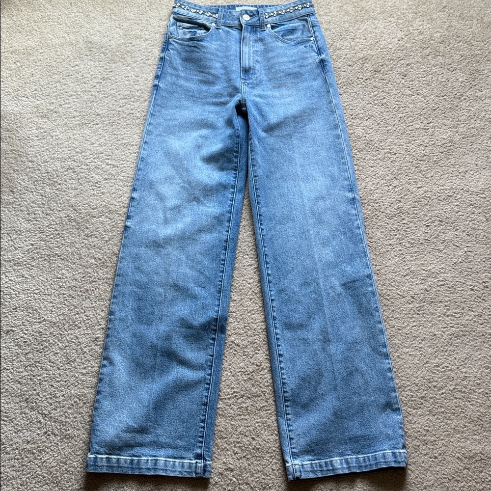 Anthropology | PAIGE Sasha Embellished High-Rise Wide-Leg Jeans | 27 - Picture 6 of 17